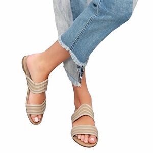 Matisse Russo Women’s Natural & Silver Leather Festival Boho Slide Sandals 8.5 M